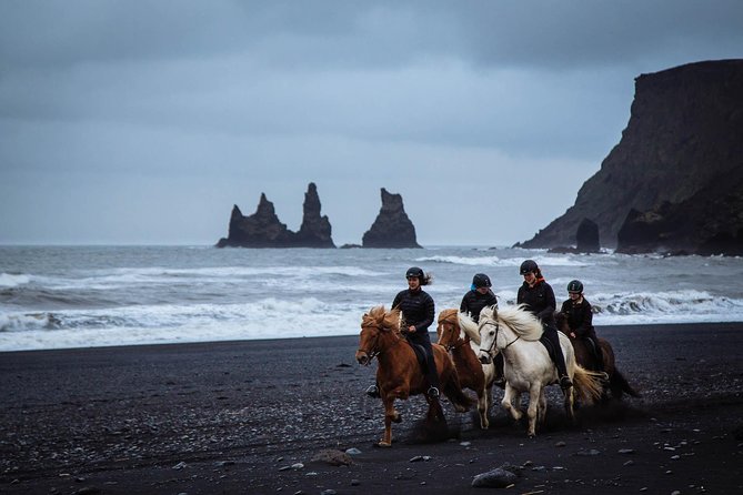 Black Sand Beach Horse Riding Tour from Vik - Riding Icelandic horses beside Víkurfjara