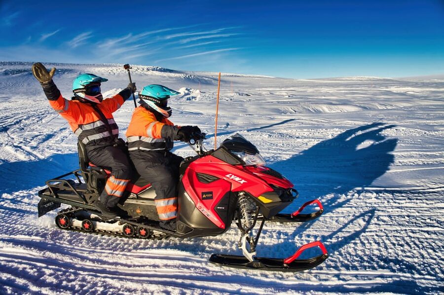 From Geysir: Snowmobile Adventure on Langjökull Glacier - First ride: fresh snow, volcanic craters, and a long horizon