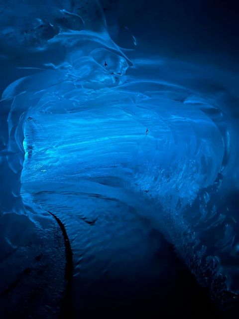 From Vik: Myrdalsjokull glacier and Katla Ice Cave Tour - Inside the cave, black ash and blue ice