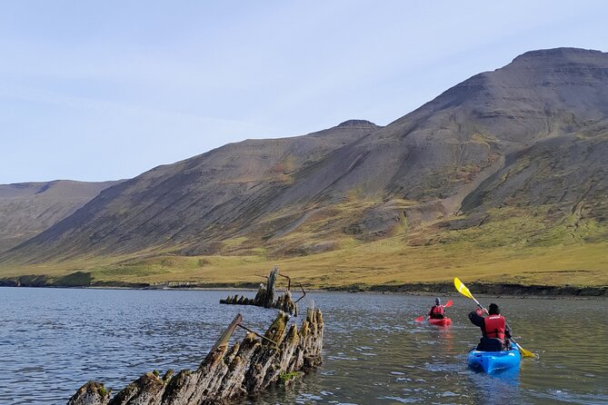 Guided kayak tour in Siglufjörður / Siglufjordur. - Getting suited up for cold water