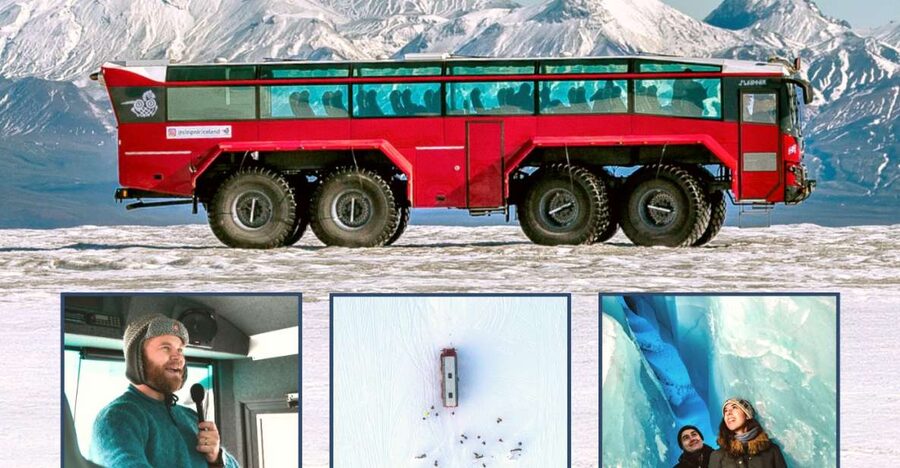 Gullfoss: Ice Cave and Glacier Tour in Glacier Monster Truck - Riding the red Sleipnir Monster Truck