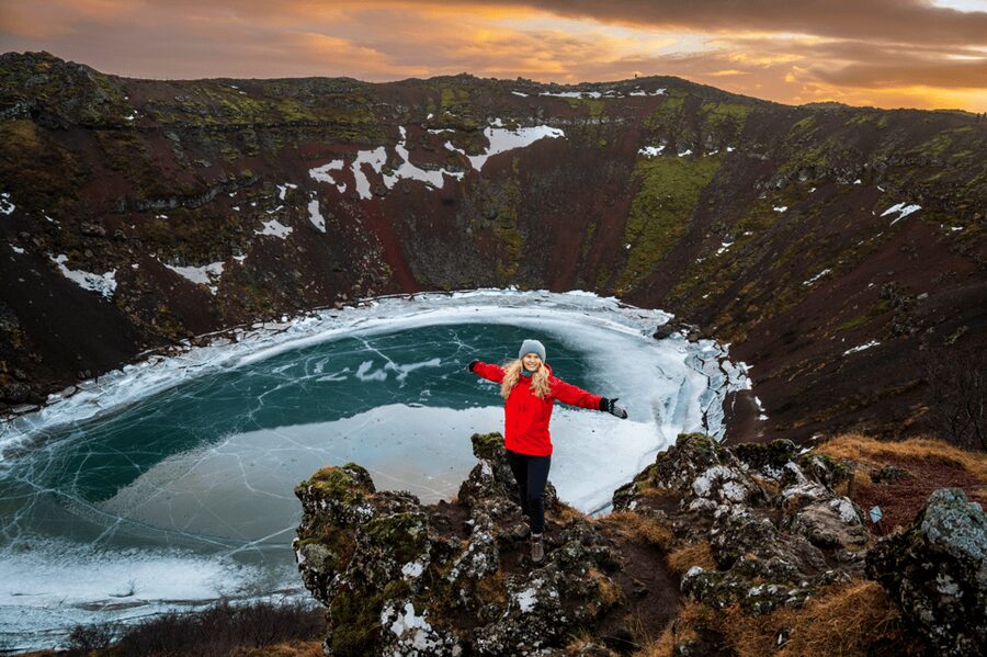 Kerið Volcanic Crater Admission Ticket - Kerið’s red crater and striking blue lake