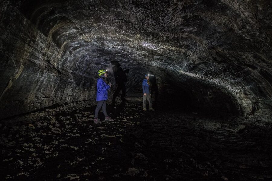 Leidarendi Cave: Lava Tunnel Caving from Reykjavik - Putting on the helmet and entering the darkness