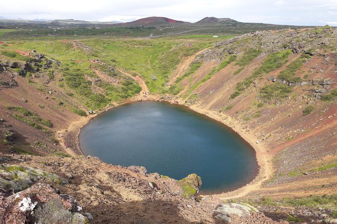 Private Golden Circle Tour from Reykjavik - Kerid Crater: red volcanic slopes around a blue lake