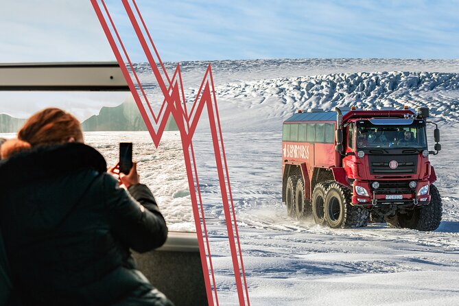 Red Glacier Monster Truck on Langjokull Glacier from Gulfoss - Who will enjoy this Langjökull outing most
